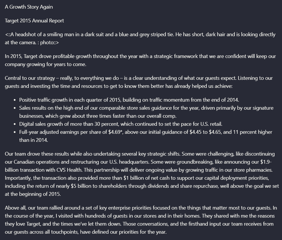 Output artifact for "Reading Order Reconstruction" test: Flattened the top-level page heading into plain text rather than a true H1, reducing hierarchy fidelity., landingai_hybrid_earningspdf_parsed_doc_hierarchy.png