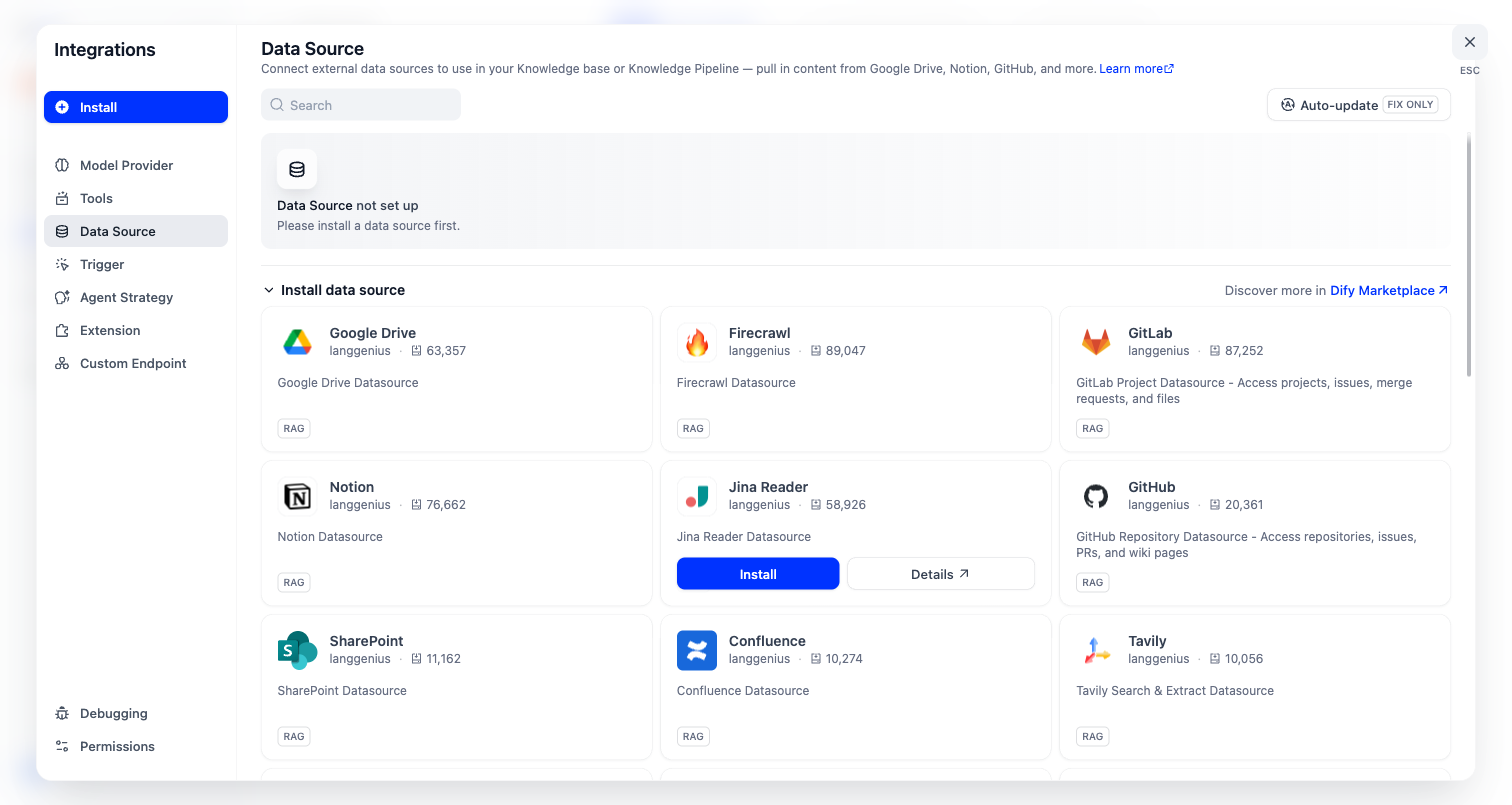 Output artifact for "Connector Sync and Retrieval" test: The marketplace shows 25+ connector plugins, but nothing is pre-installed., connector_marketplace_catalog_BEST.png