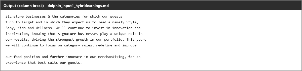 Output artifact for "Reading Order Preservation" test: The split paragraph is reconstructed as one continuous sentence with the column break preserved and no leakage from surrounding paragraphs., dolphin_input1_hybridearnings_readingorder_parsed_success.png