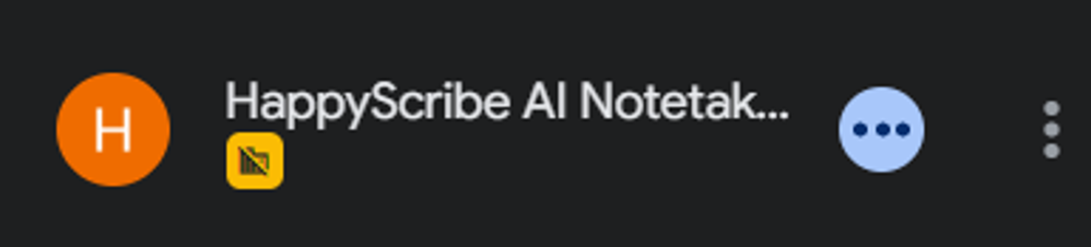 Output artifact for "Live Meeting Capture and Transcription" test: The HappyScribe AI Notetaker appears in the meeting header, confirming the bot successfully joined the call and remained active., happyscribe-notetaker-bot-in-meeting-no-dropout-success.png