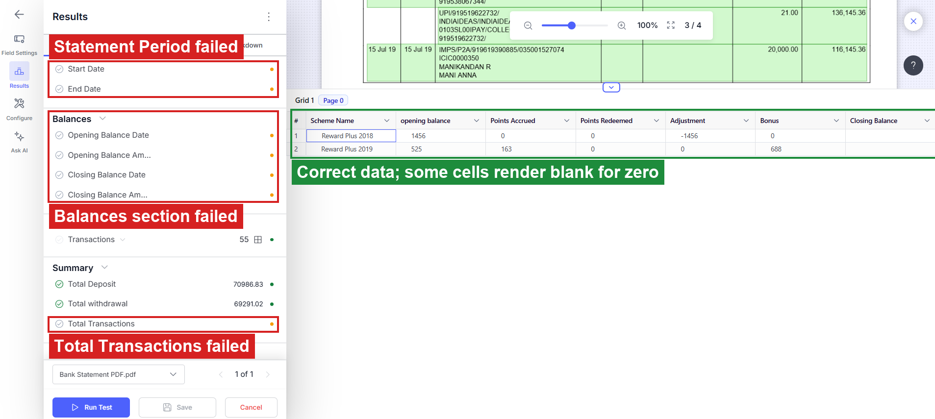 Output artifact for "Schema-Driven Document Field Extraction" test: Bank Name was missing, Statement Period and Balances failed, but the Rewards schemes table still populated correctly with the scheme rows., bank_ss2_period_balances_schemes.png