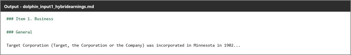 Output artifact for "Reading Order Preservation" test: Both lines are extracted as headings, but they are normalized to the same heading tier rather than reflecting finer structure., dolphin_input1_hybridearnings_docheadings_item1_parsed_partial_success.png